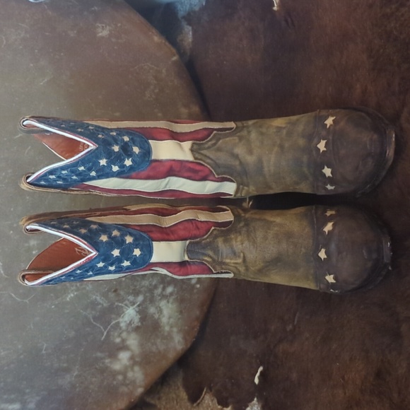 DAN POST DP3586 Liberty American Flag leather cowgirl western boots snip toe 9.5 - Picture 12 of 16